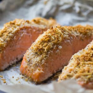 Horseradish Crusted Salmon with Roasted Marketplace Vegetables