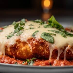Chicken Parmesan over Spaghetti