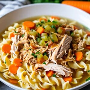 Roasted Chicken over Egg Noodles