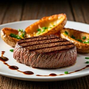 Grilled Sirloin with Potato Skins