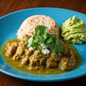 Mindful Meals Chili Verde Pork Stew with Brown Rice & Guacamole