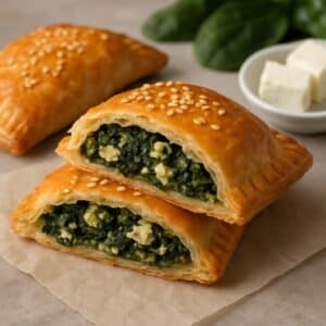 Spinach & Feta Puff Pastry Pie and Red Sauce
