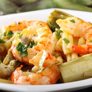 Mindful Meals Shrimp & Artichoke Pasta with Garlic Basil Herb Clarified Butter