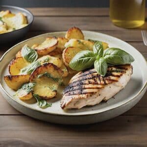 Basil Chicken with Zucchini & Potato Au Gratin