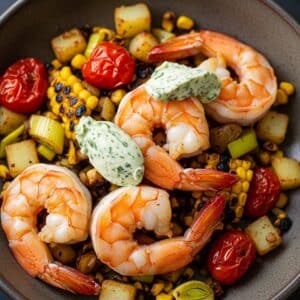 Mindful Meals Shrimp with Grilled Corn & Potatoes, Basil Garlic Butter