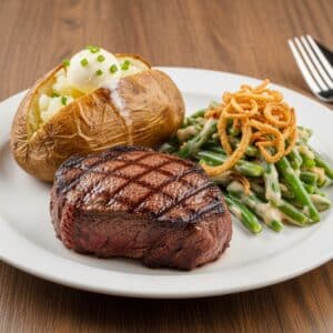 Grilled Sirloin with Green Bean Casserole