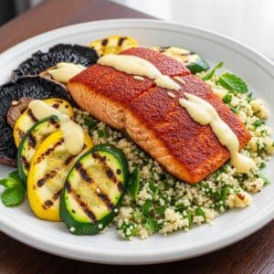 Paprika Salmon with Herb Cous Cous