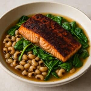 Blackened Salmon and Black-Eyed Peas