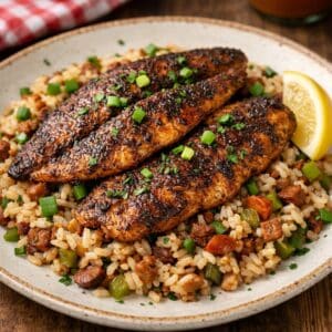 Mindful Meals Blackened Catfish with Dirty Rice
