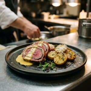 Balsamic Marinated Steak Pinwheels with Roasted Parmesan Potatoes
