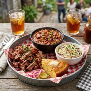 BBQ Pulled Pork with Baked Beans & Creamy Coleslaw
