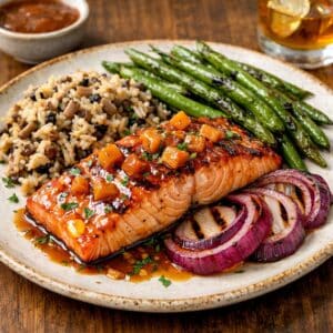 Bourbon Peach Glazed Salmon