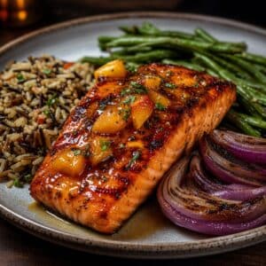 Bourbon Peach Glazed Salmon